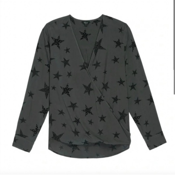 Rails HILLARY CHARCOAL CHEETAH STARS print Top Blouse M - Picture 2 of 9